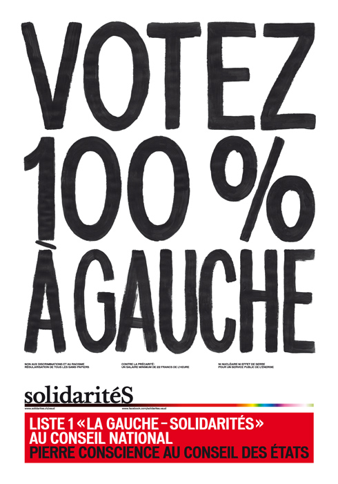 Affiche de solidaritéS Vaud pour les élections fédérales 2011